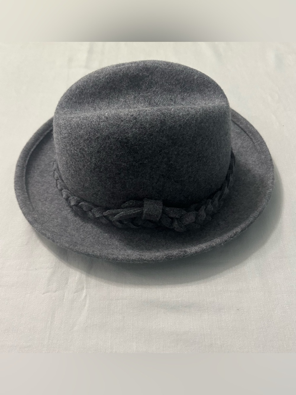 Scala Classico Dorfman Pacific Wool Felt Fedora Hat Gray Braided Band Vintage S